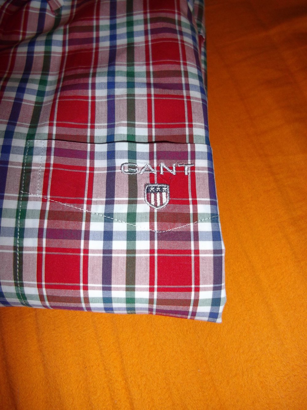 GANT Sailor Popline Hemd rot marine grün weiß Gant Logo auf der Linken Brust in Gr.M