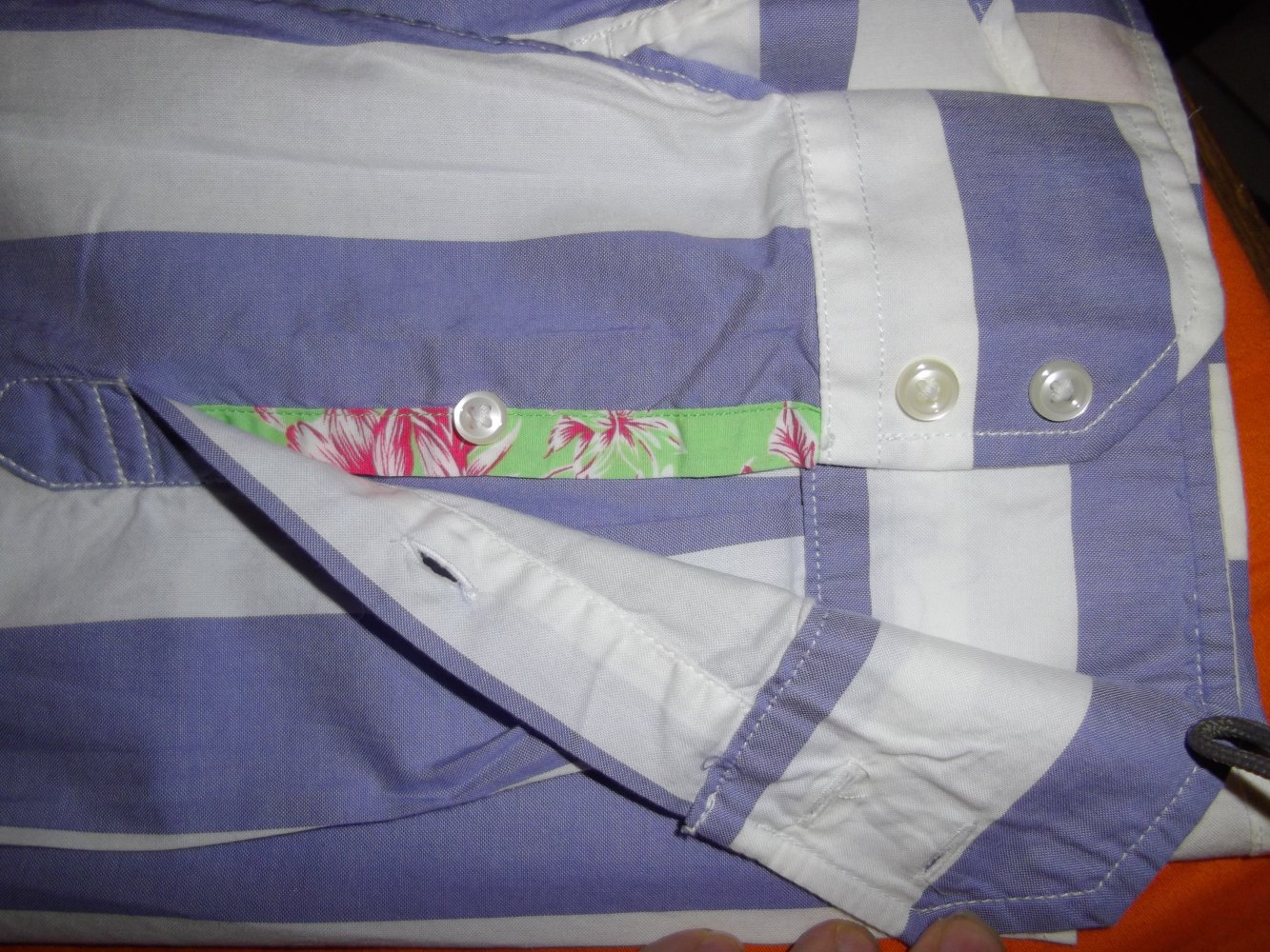 Tommy Hilfiger 100% Cotton Hemd lila und weiße Blockstreifen in Gr.XL