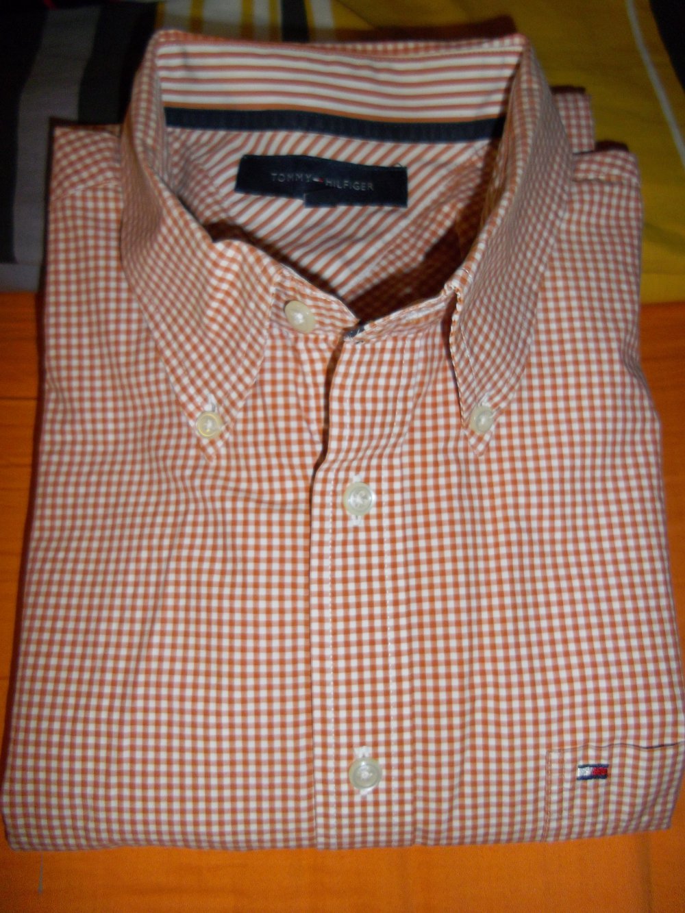 Tommy Hilfiger Hemd orange weiß gestreift in Gr.L