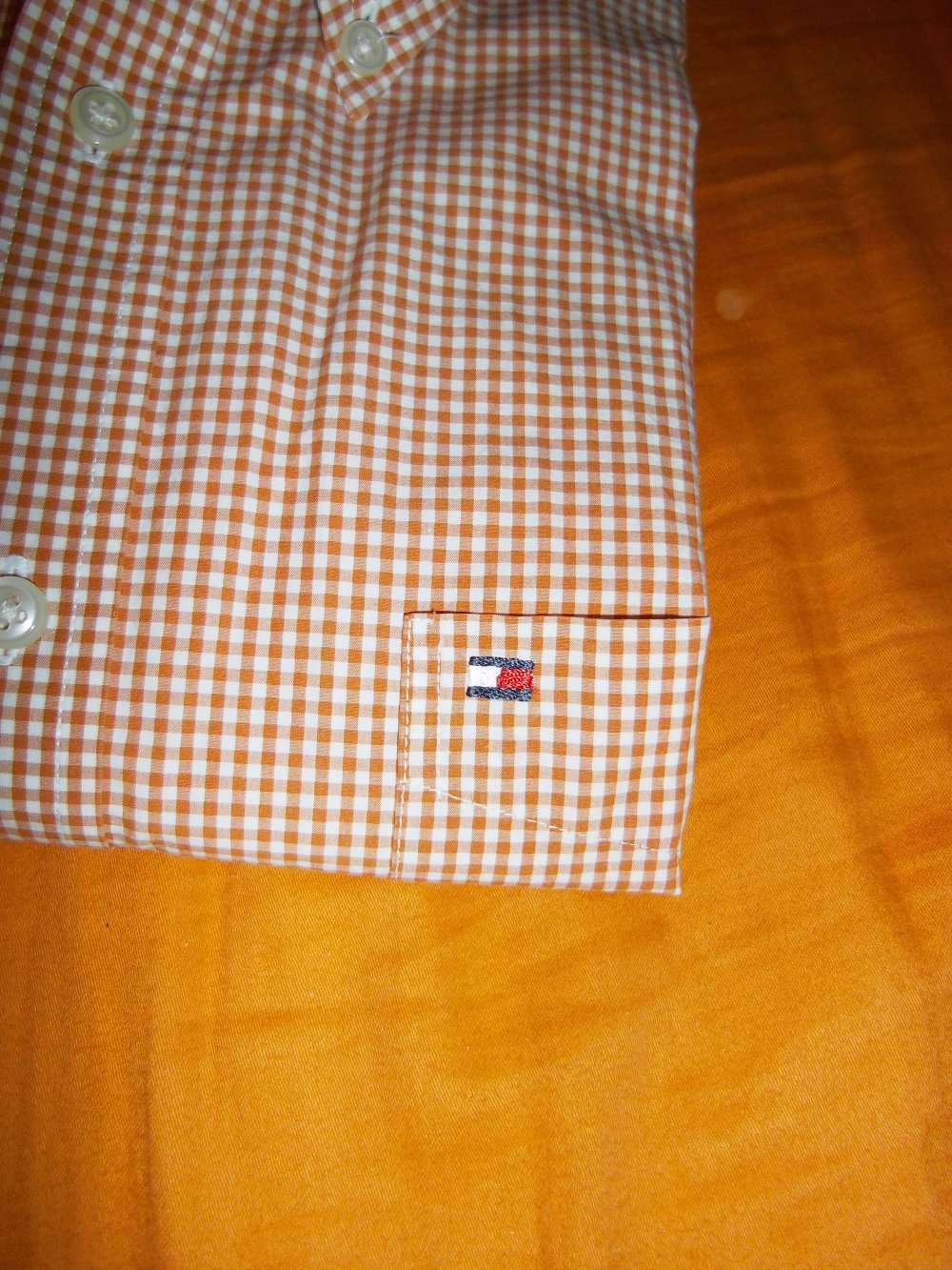 Tommy Hilfiger Hemd orange weiß gestreift in Gr.L