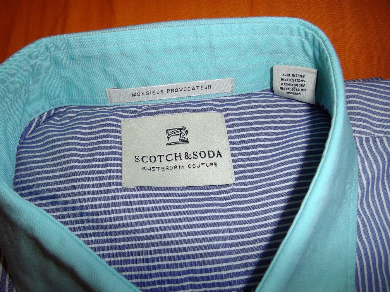 Scotch& Soda Monsieur Provocateur Kontrastkragen Hemd Grün blau weiß in G.L