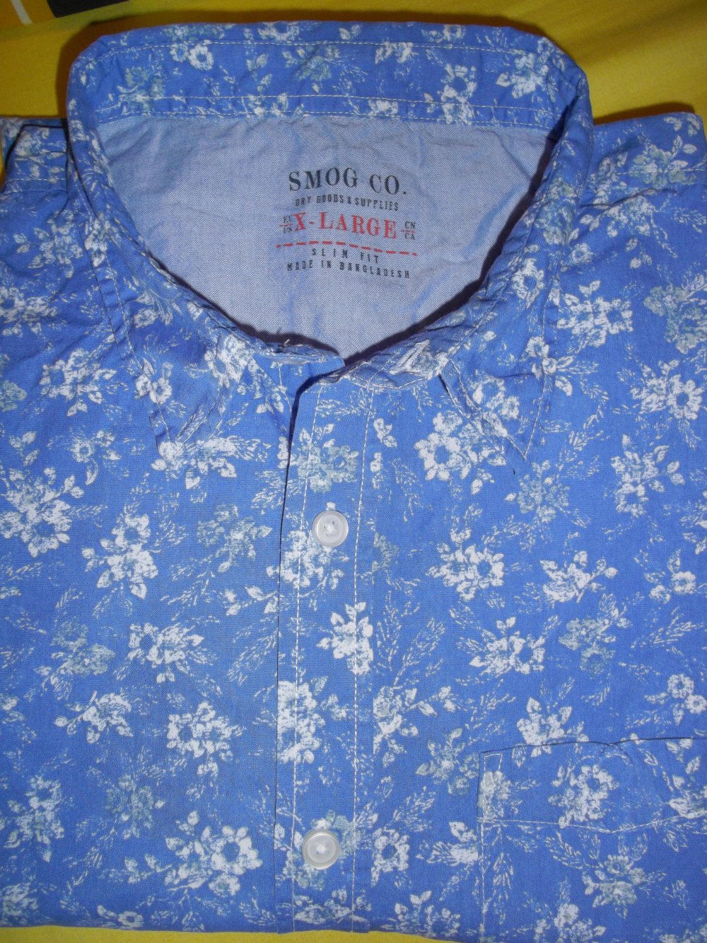 Smog Blumen Hemd blau weiß in Gr.XL