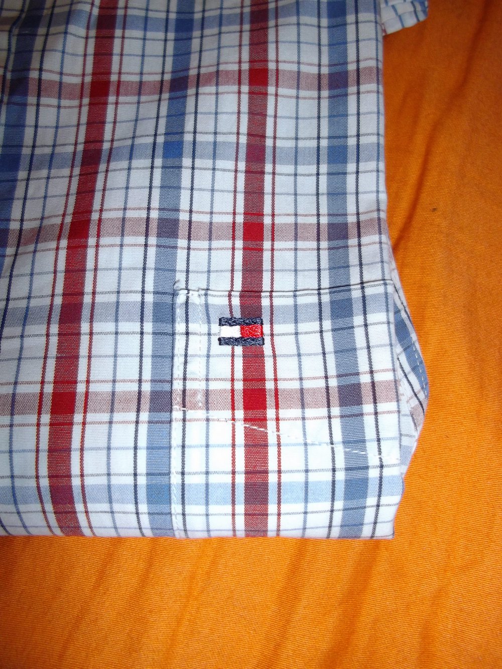Tommy Hilfiger 100´s Two Ply Hemd rot blau weiß kariert in Gr.L
