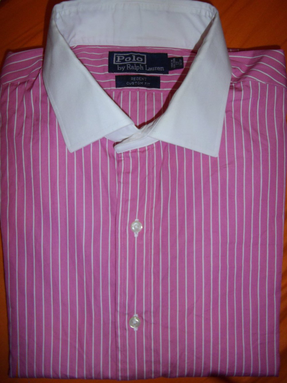 POLO by Ralph Lauren Streifen Hemd weiß pink in Gr.17 / XL / 43cm Kragenweite