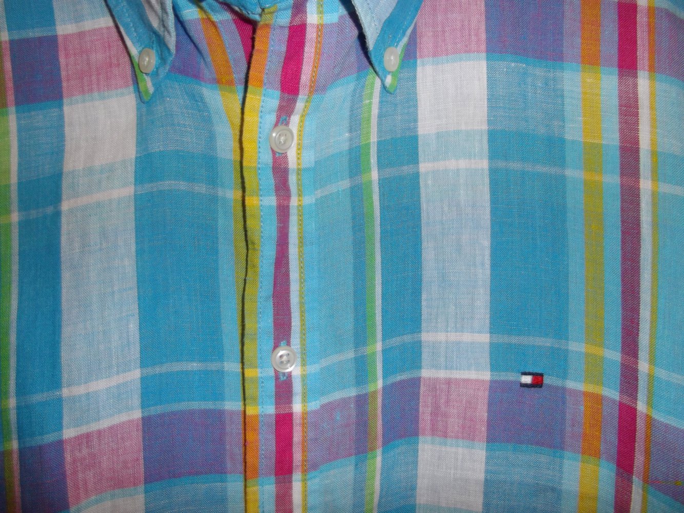 Tommy Hilfiger Premium Leinen Hemd Buntes Großkaro kariert in Gr.XL