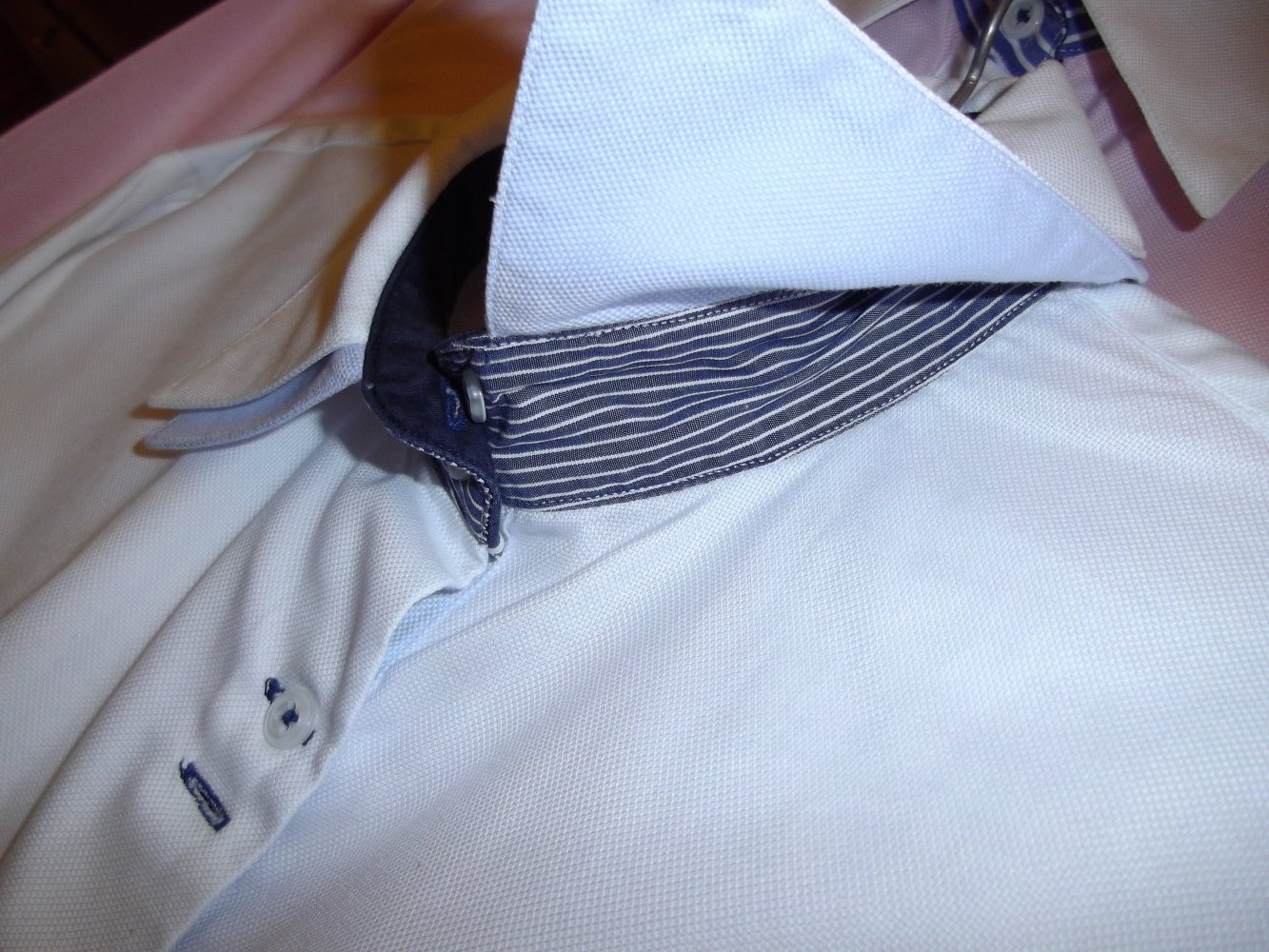 Thomas & Benno femme Doppelkragen Sport Bluse weiß hellblau marine Gr.38