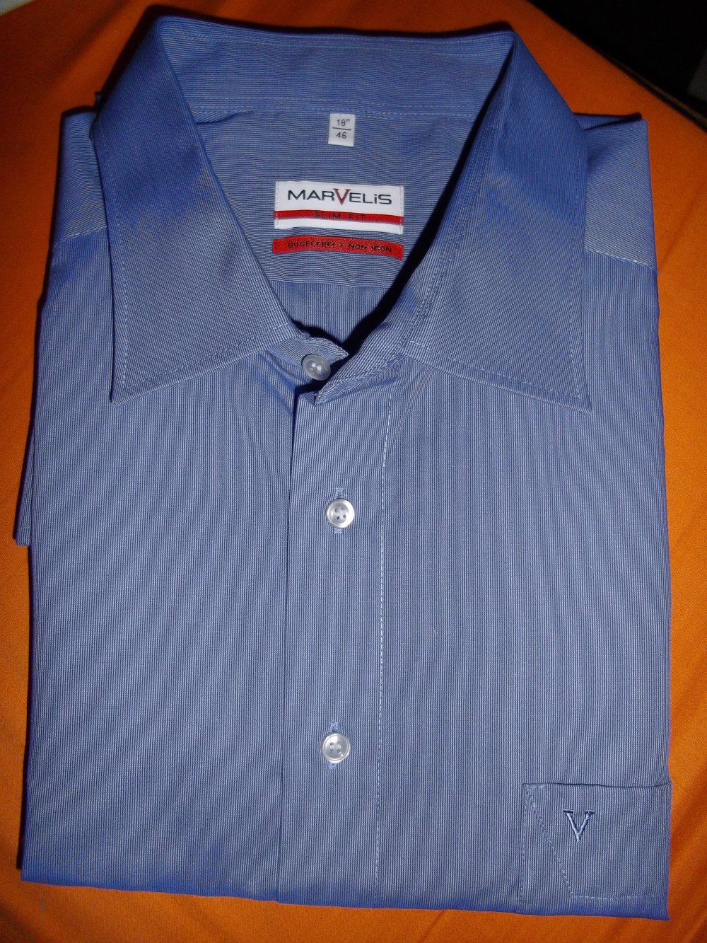 Marvelis by Olymp Slim Fit Nadel Streifen Hemd blau in Gr.XXL 46cm Kragenweite neu