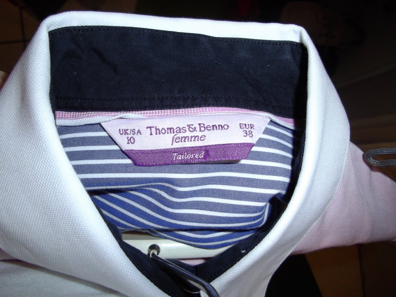 Thomas & Benno femme Kontrastkragen Sport Bluse rosa weiß marine Gr.38