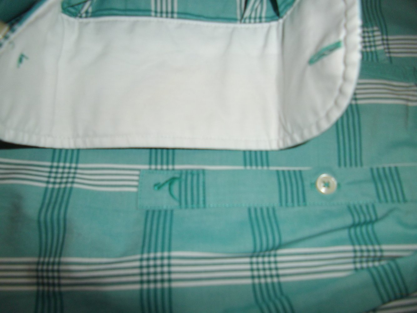 S.Oliver Selection Kontrastkragen Hemd türkis weiß kariert in Gr.M 40cm Kragenweite