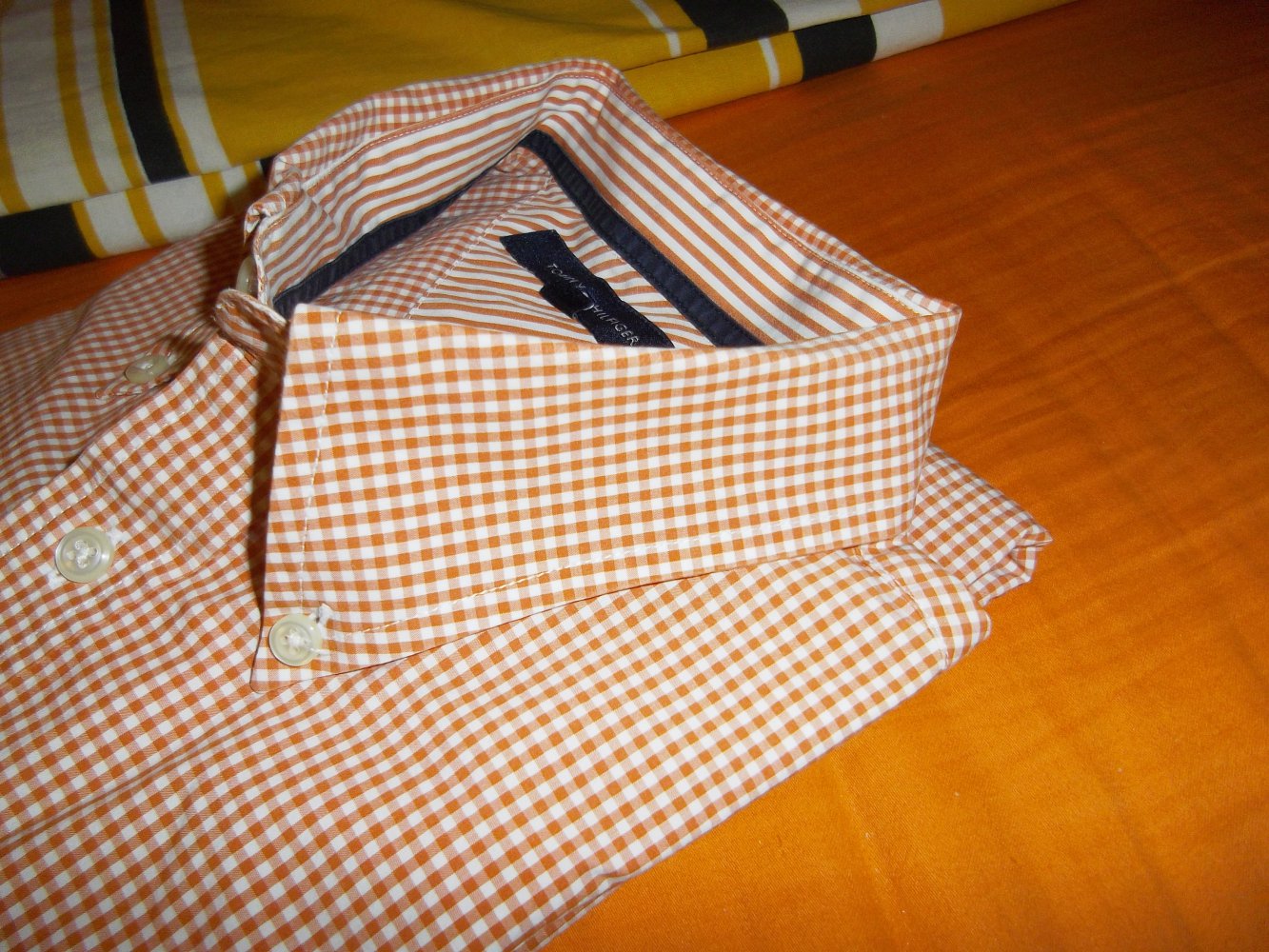 Tommy Hilfiger Hemd orange weiß gestreift in Gr.L