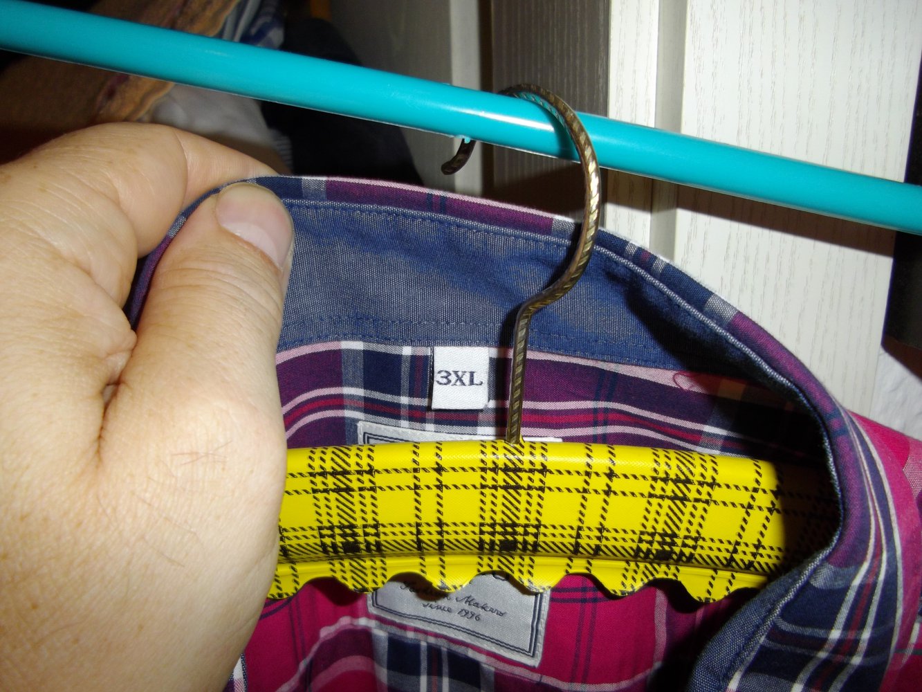 Milano Italy Hemd pink weiß blau Karo in Gr.3XL XXXL