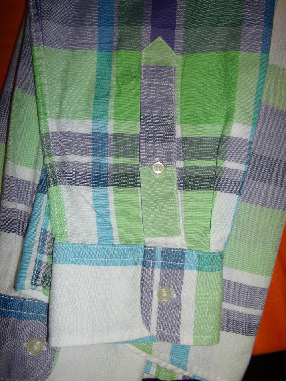 Tommy Hilfiger 80´s Two Ply Cotton Hemd lila türkis mintgrün weiß kariert in Gr.XL