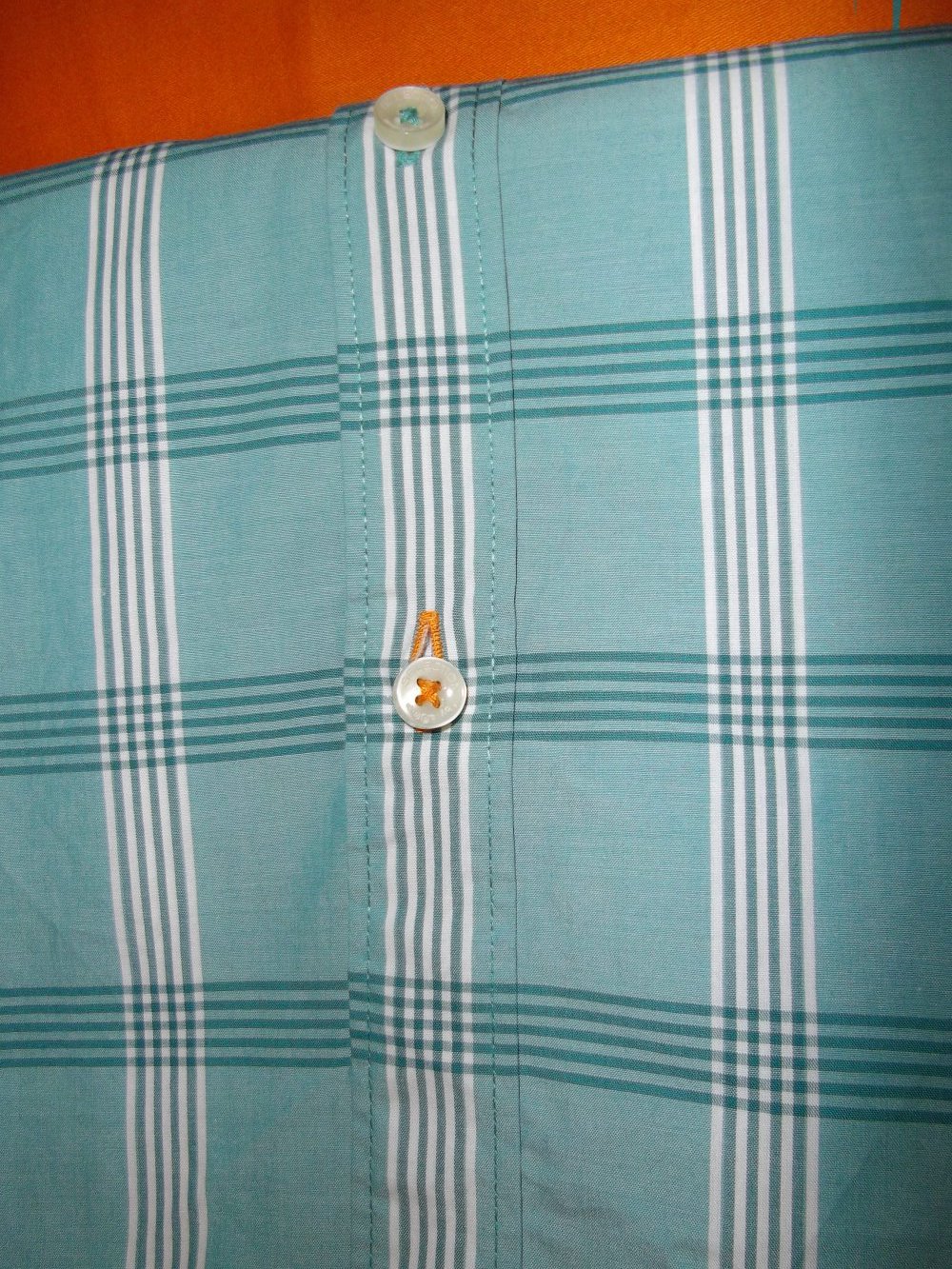 S.Oliver Selection Kontrastkragen Hemd türkis weiß kariert in Gr.M 40cm Kragenweite