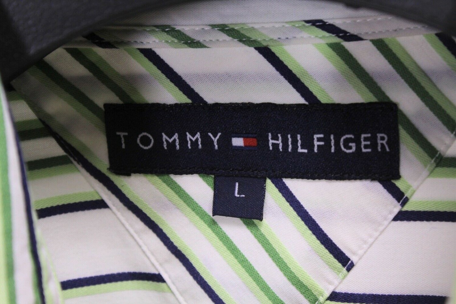 Tommy Hilfiger Business Hemd schwarz grün mintgrün weiß gestreift in Gr.L