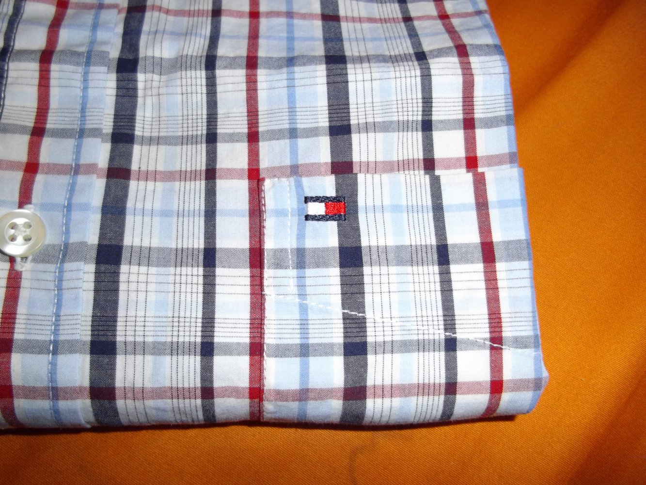 Tommy Hilfiger 100´s Two Ply Hemd rot blau weiß kariert in Gr.L