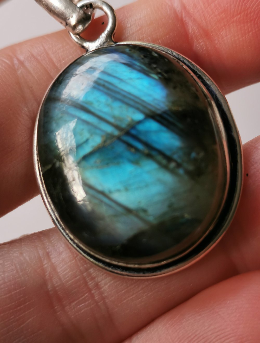 Labradorit Edelstein Kettenanhänger Silberschmuck 925 gestempelt