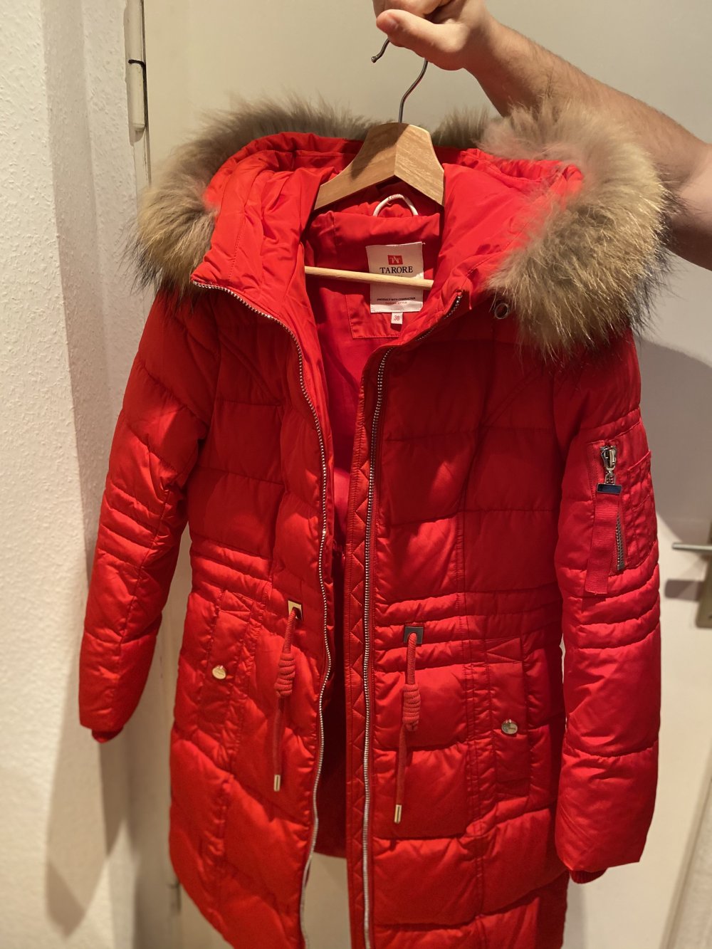 Winterjacke Damen rot mit Echtfellkapuze Neu!