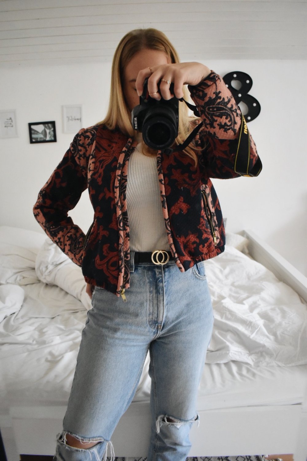 Gemusterte Bomberjacke