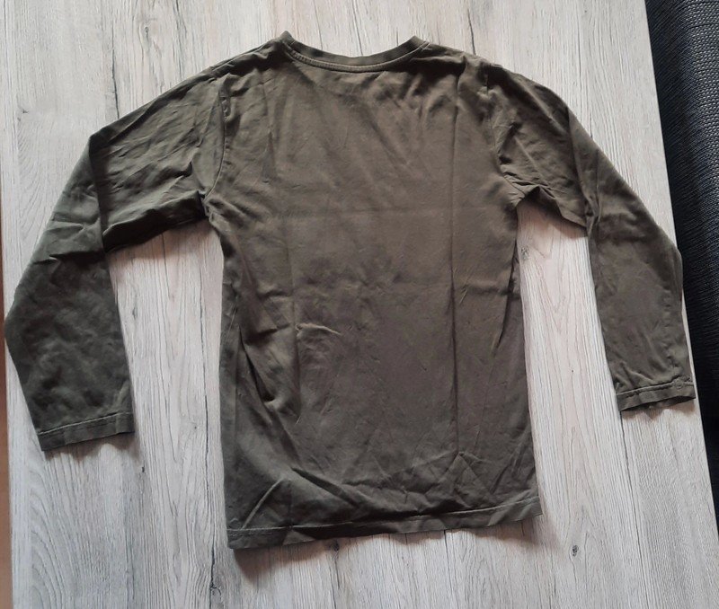 Jungen Kinder Pullover 140/146 khaki bedruckt Gitarre