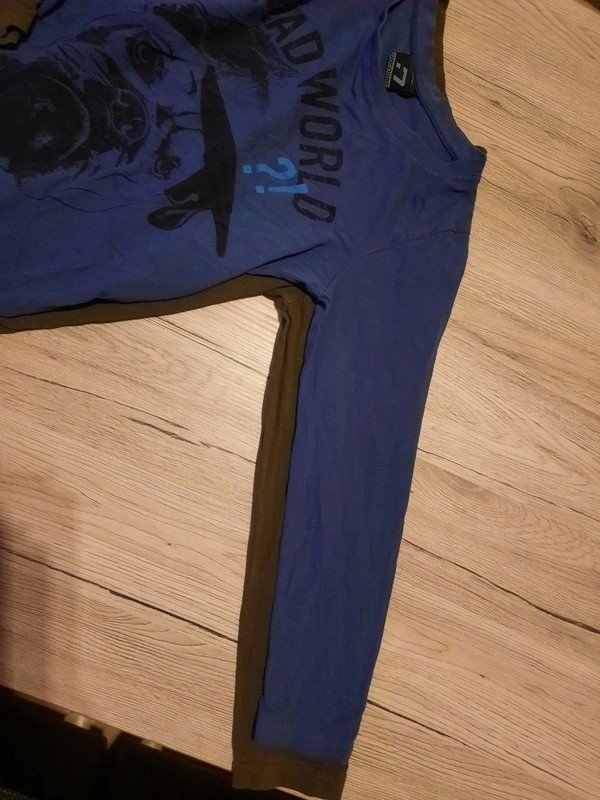 Jungen Kinder Pullover 140/146 khaki bedruckt Gitarre