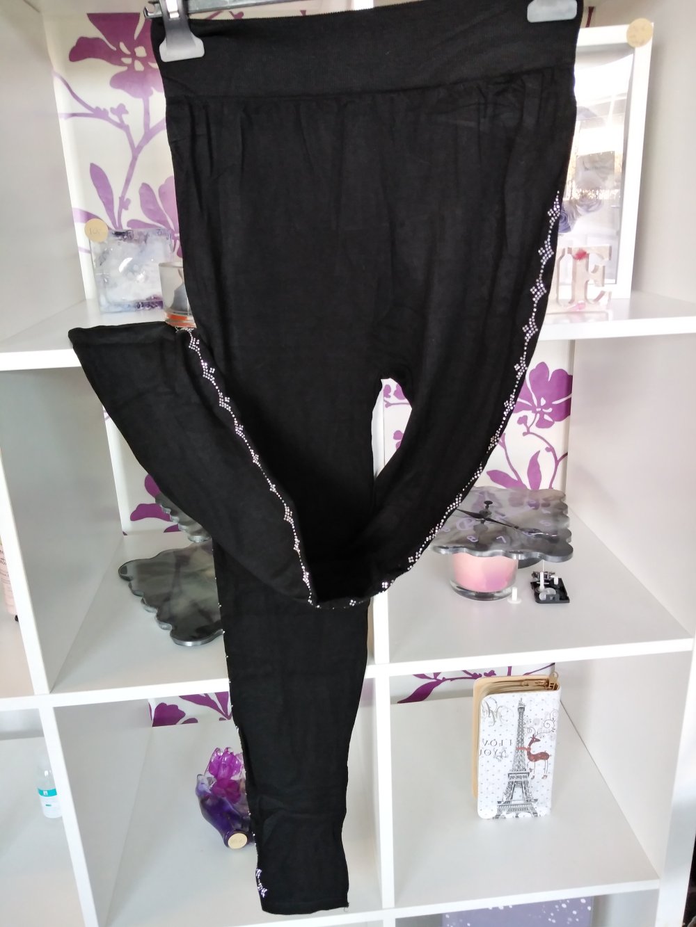 Wunderbare Leggings schwarz mit Glitzer One Size Neu