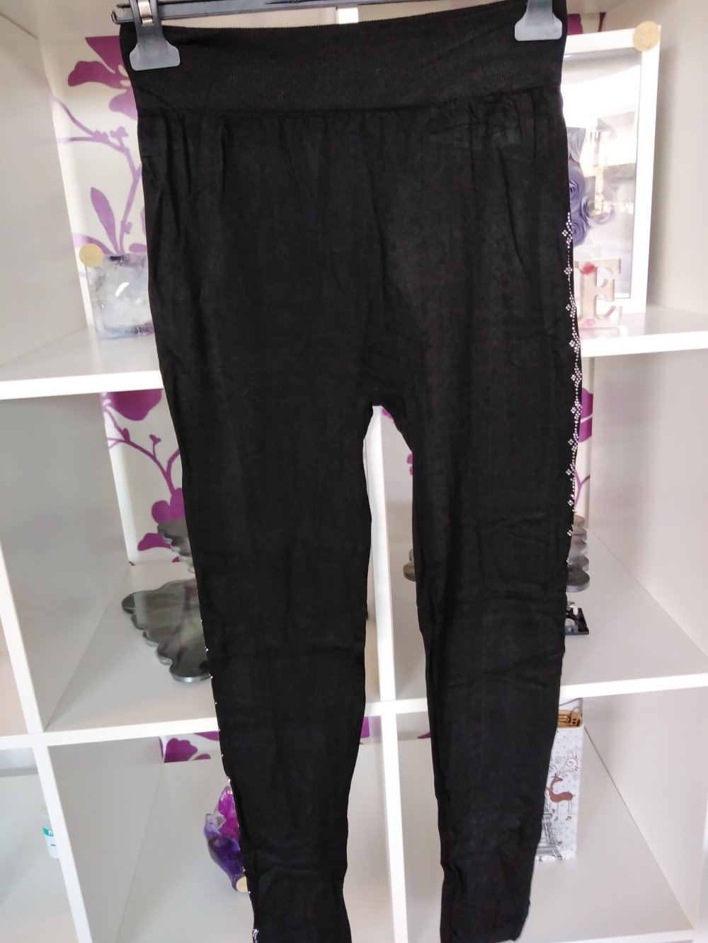 Wunderbare Leggings schwarz mit Glitzer One Size Neu