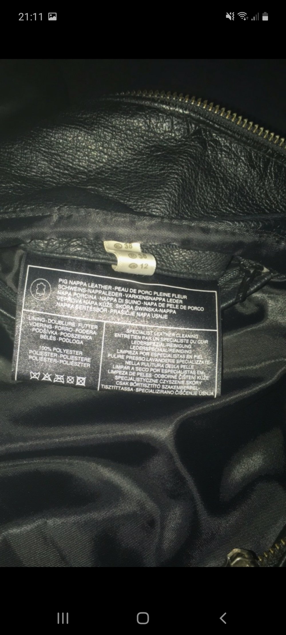 Nappaleder Mantel,  Größe 38