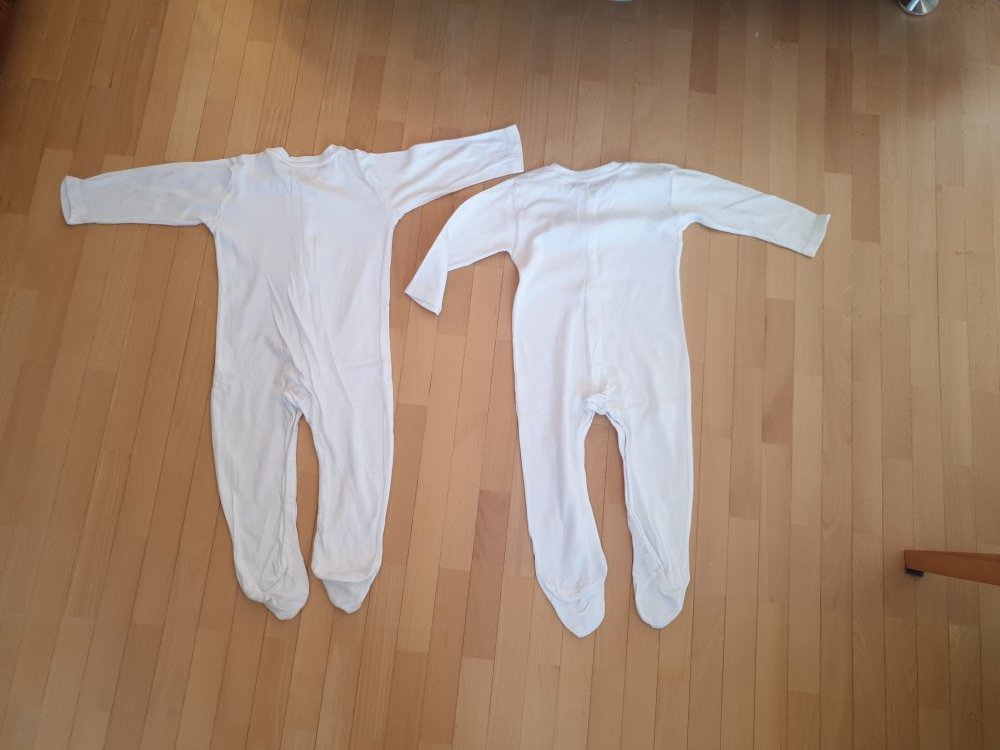 2 Schlafanzüge, Einteiler, weiß, 86, bio-Baumwolle, Longjohn