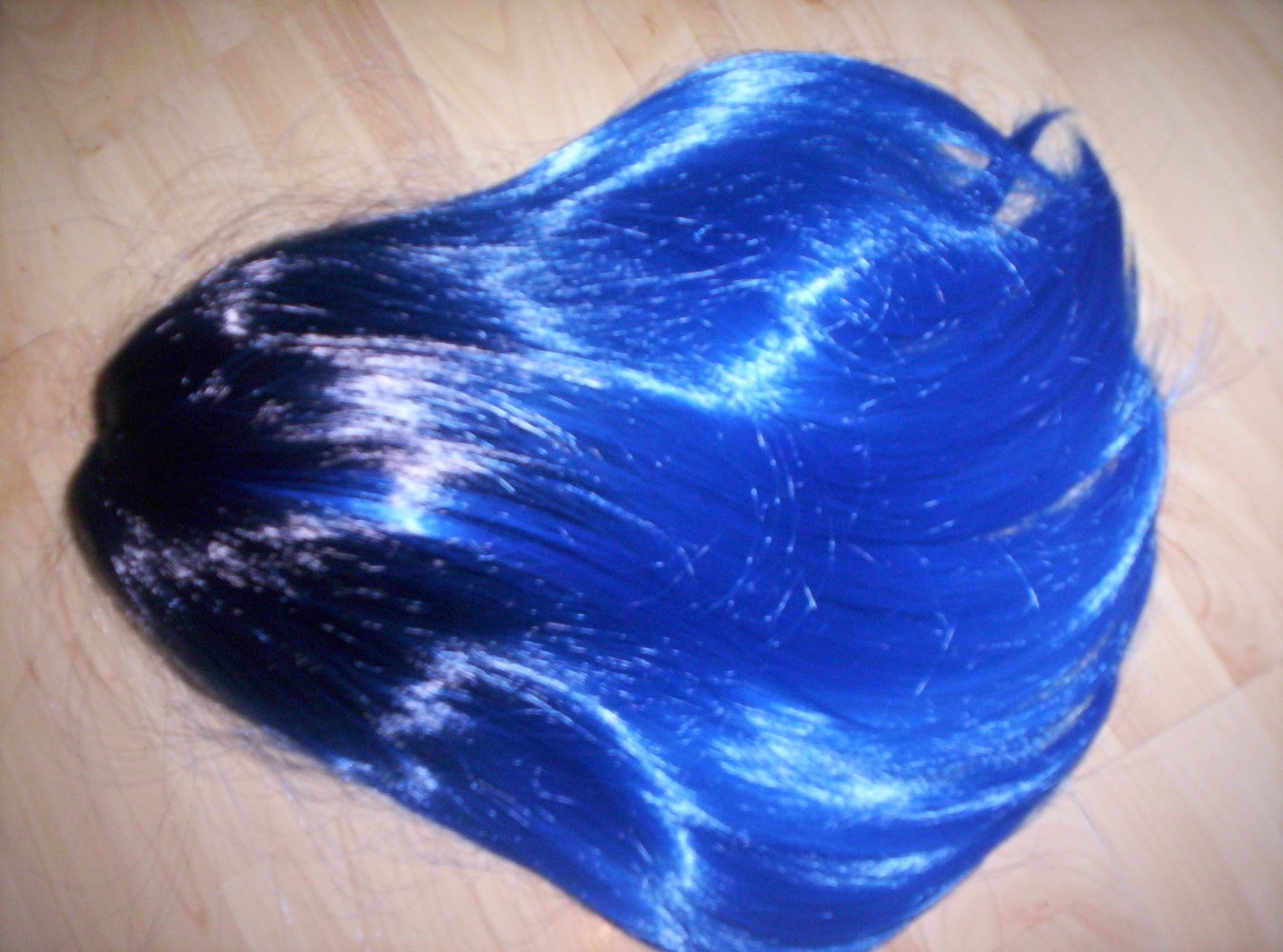 Damen schwarz blau Perücke Lang Perücken Kunsthaar Wigs Karneval Cosplay