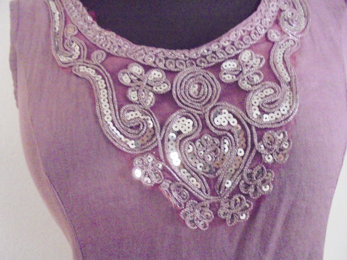 Ausgefallenes Leinenkleid, Lila, Einheitsgröße, Made in Italy