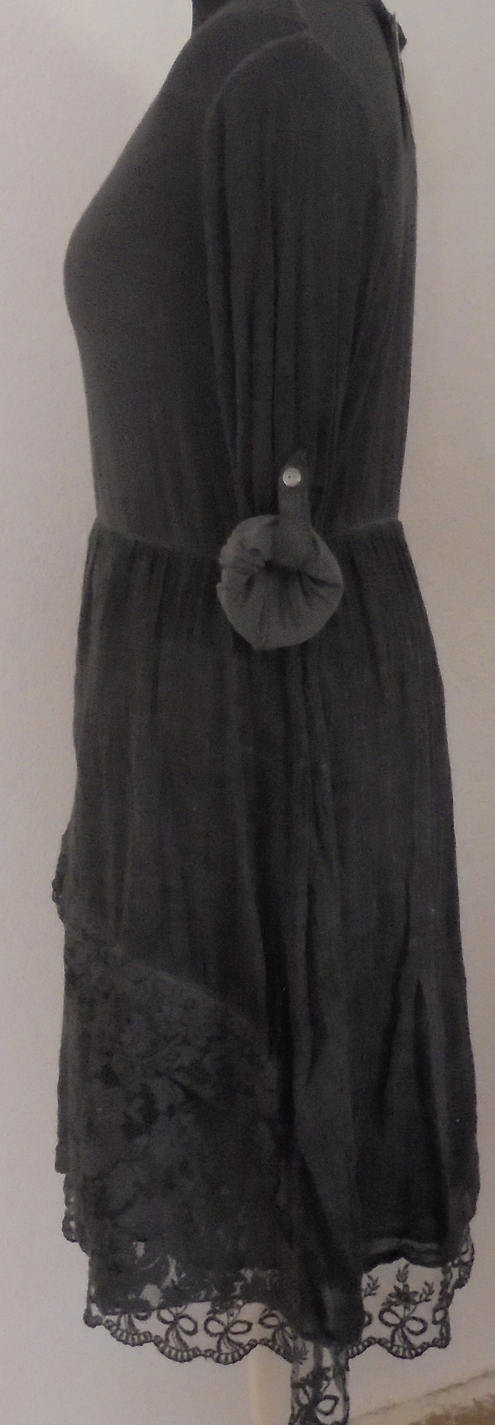 Kleid / Zweiteiler, Anthrazit, Made in Italy, Gr. L