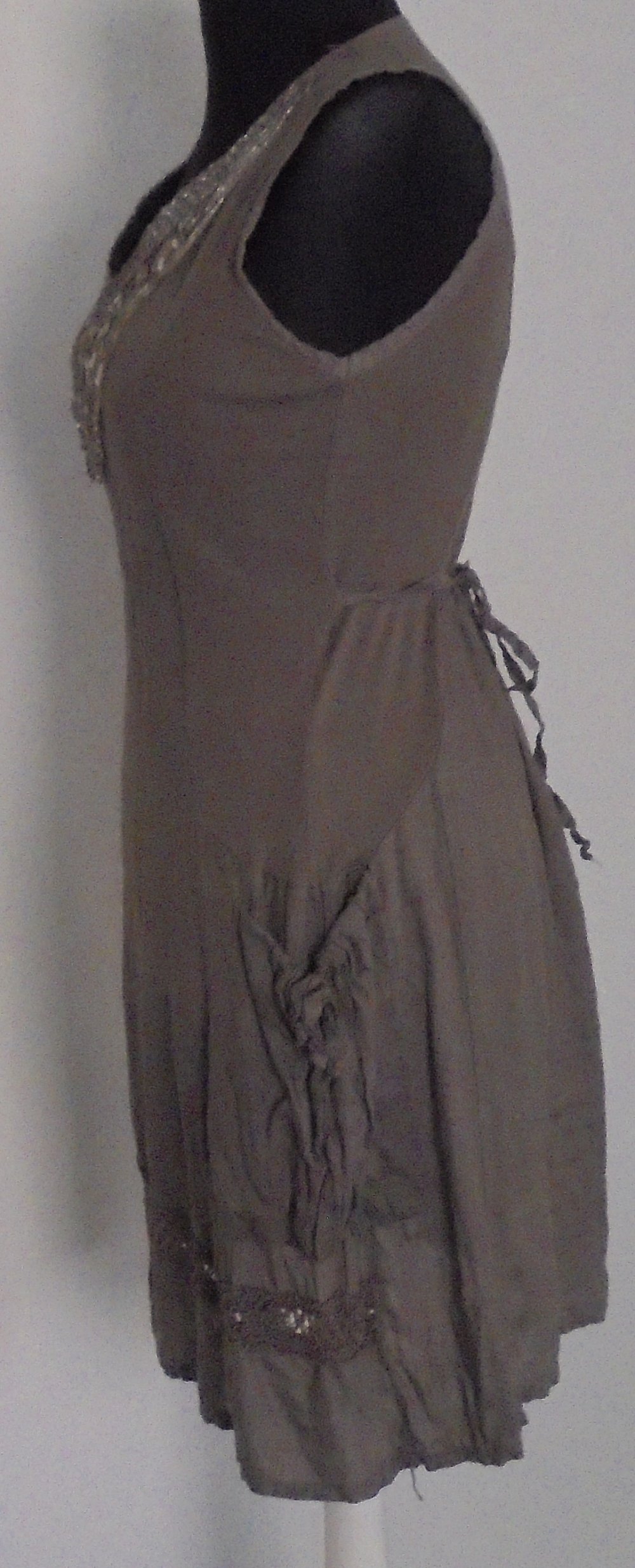 Ausgefallenes Leinenkleid, Einheitsgröße, Made in Italy