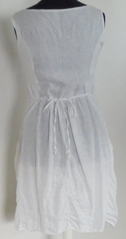 Ausgefallenes Leinenkleid, Weiß, Einheitsgröße, Made in Italy