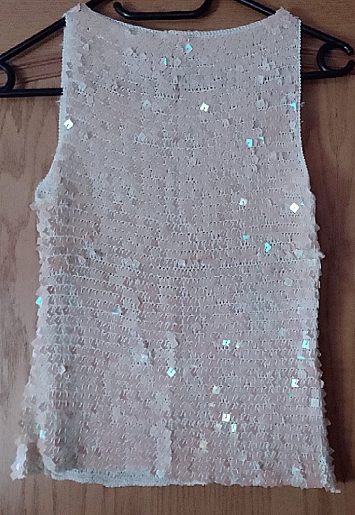 Elegantes Top mit Pailletten, Cremeweiß/Rose, ca. Gr. M