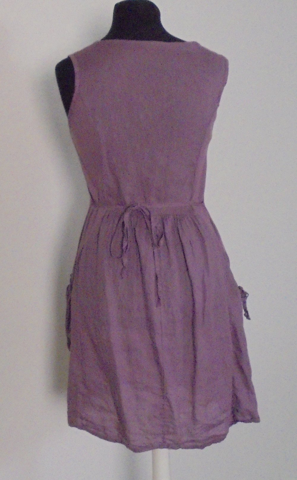 Ausgefallenes Leinenkleid, Lila, Einheitsgröße, Made in Italy