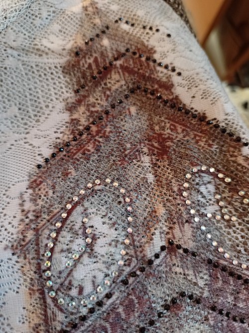 Tolles Langarmshirt mit Spitzenstoff und Pailletten