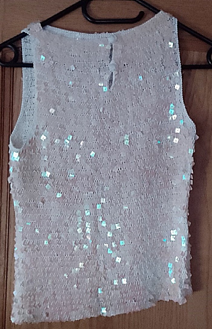 Elegantes Top mit Pailletten, Cremeweiß/Rose, ca. Gr. M