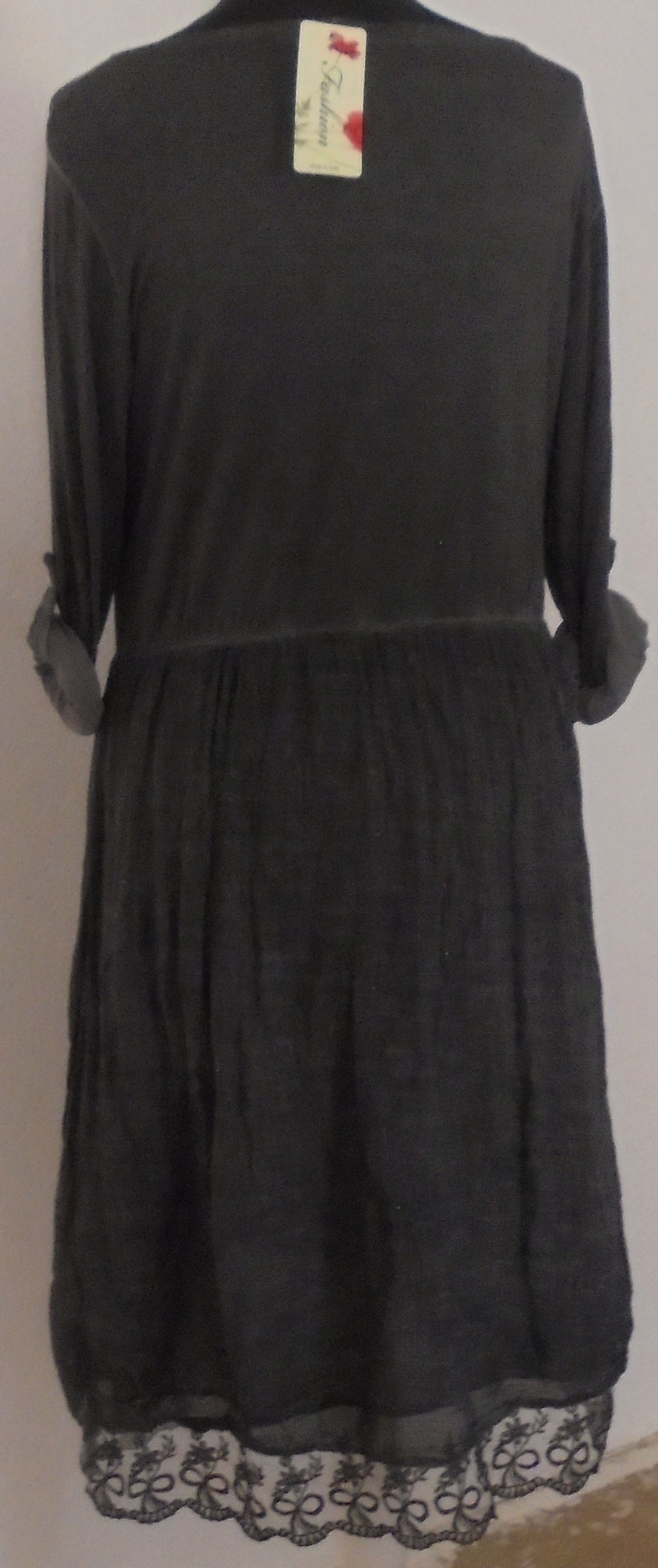 Kleid / Zweiteiler, Anthrazit, Made in Italy, Gr. L