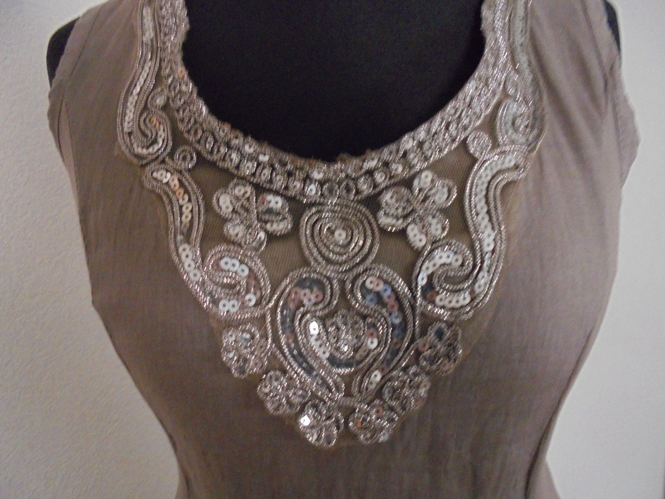 Ausgefallenes Leinenkleid, Einheitsgröße, Made in Italy