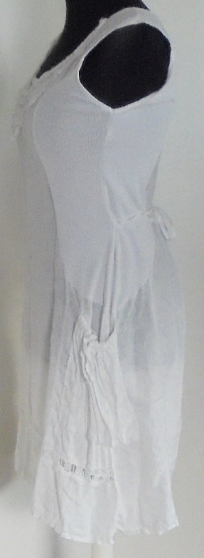 Ausgefallenes Leinenkleid, Weiß, Einheitsgröße, Made in Italy