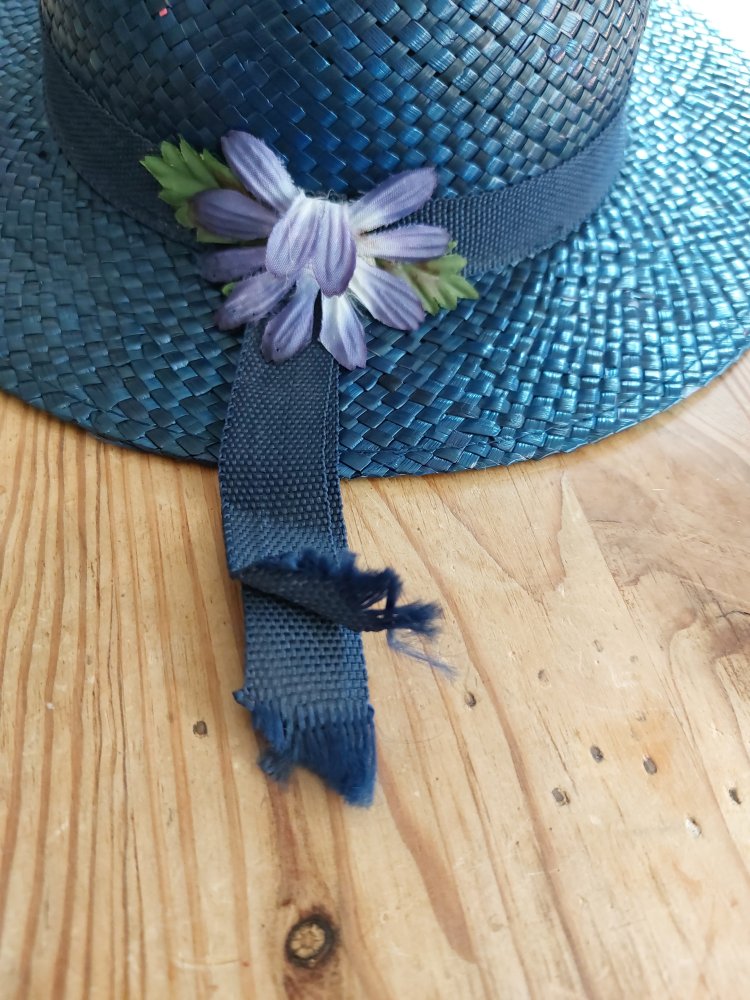 Strohhut blau - Kopfumfang ca. 54 cm