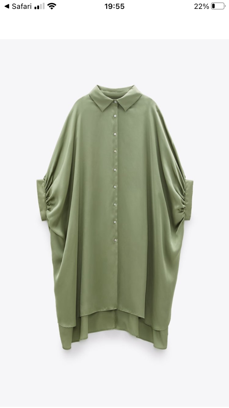 Grüne Satin Oversize Bluse von Zara