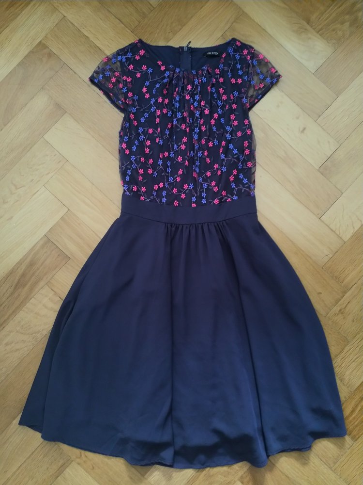 Kleid blau/Blumenmuster - Größe 34