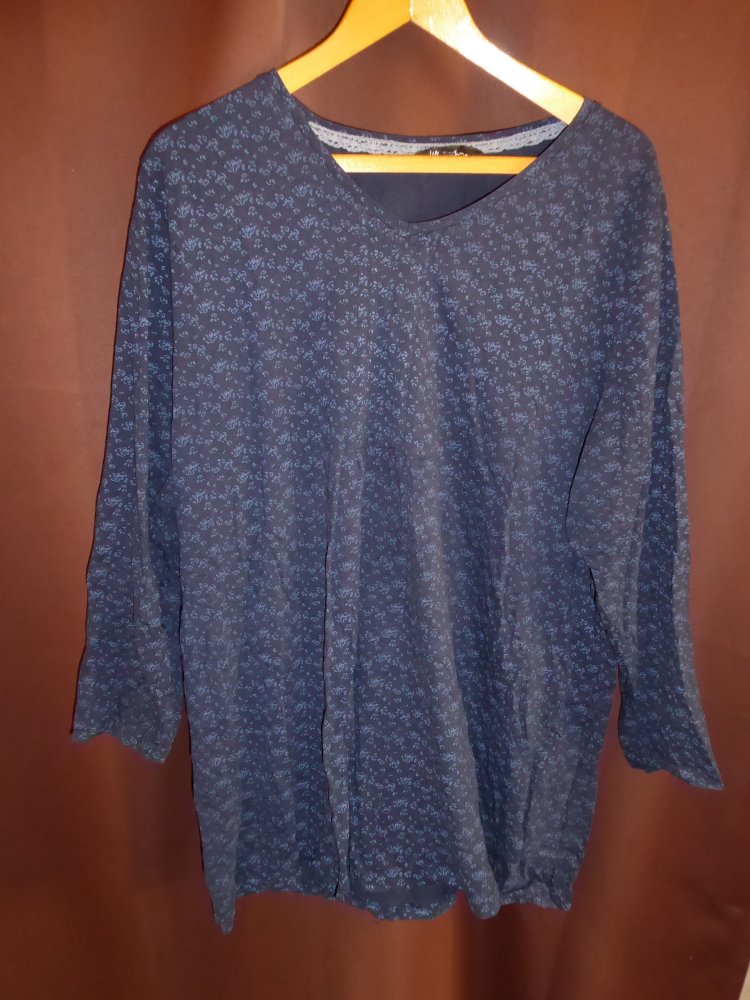  Damen Shirt Ulla Popken Gr. 54/56 Blau mit muster