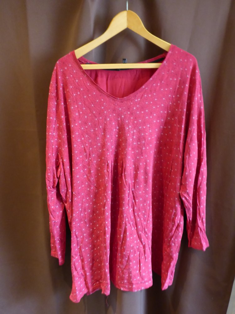  Damen Shirt Ulla Popken Gr. 54/56 Rot mit Muster