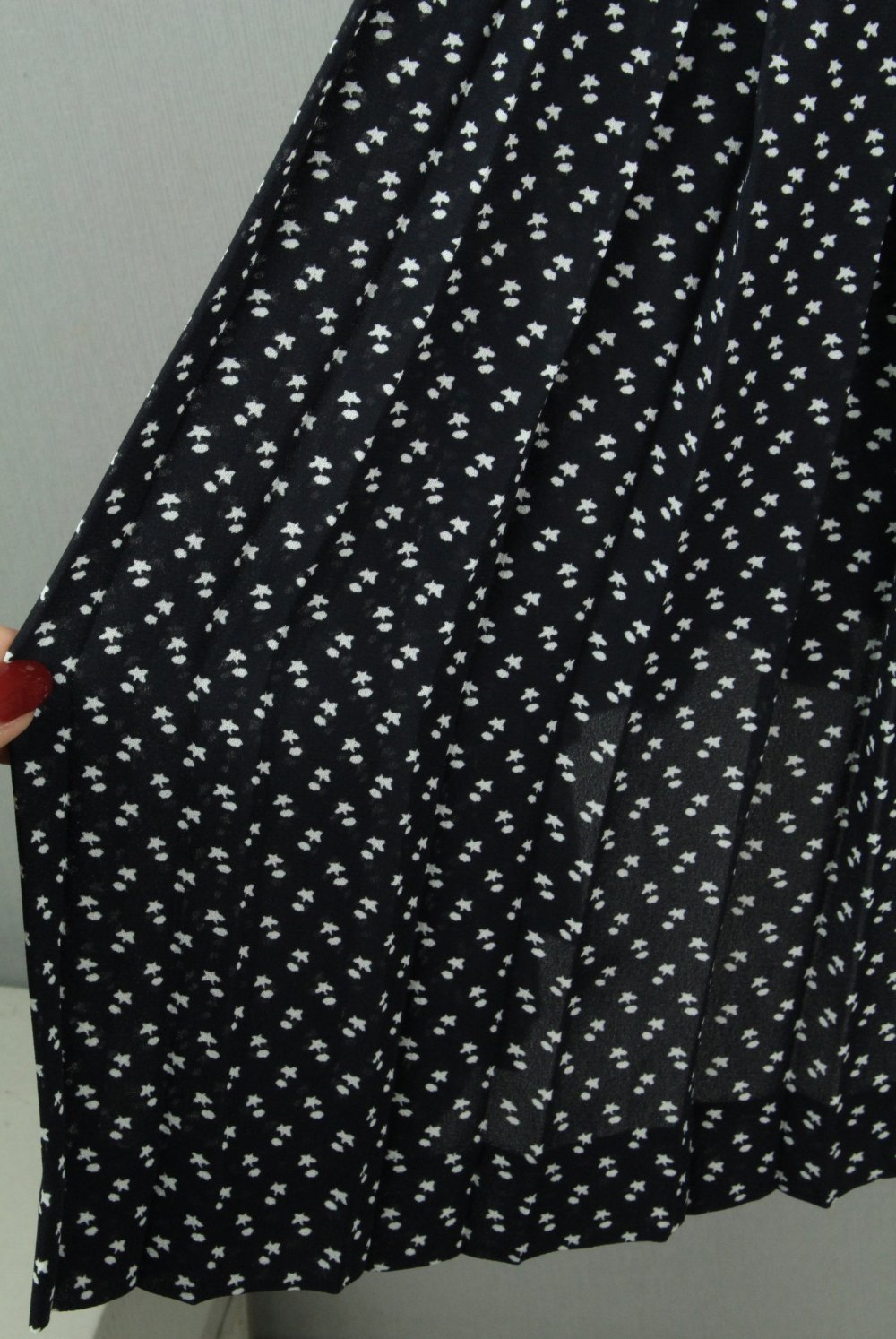 dame damen mädchen  Plisseerock Plissee rock Faltenrock #alten Größe 42 36 38 40 dunkelblau blau weiß schwarz print muster klein vintage