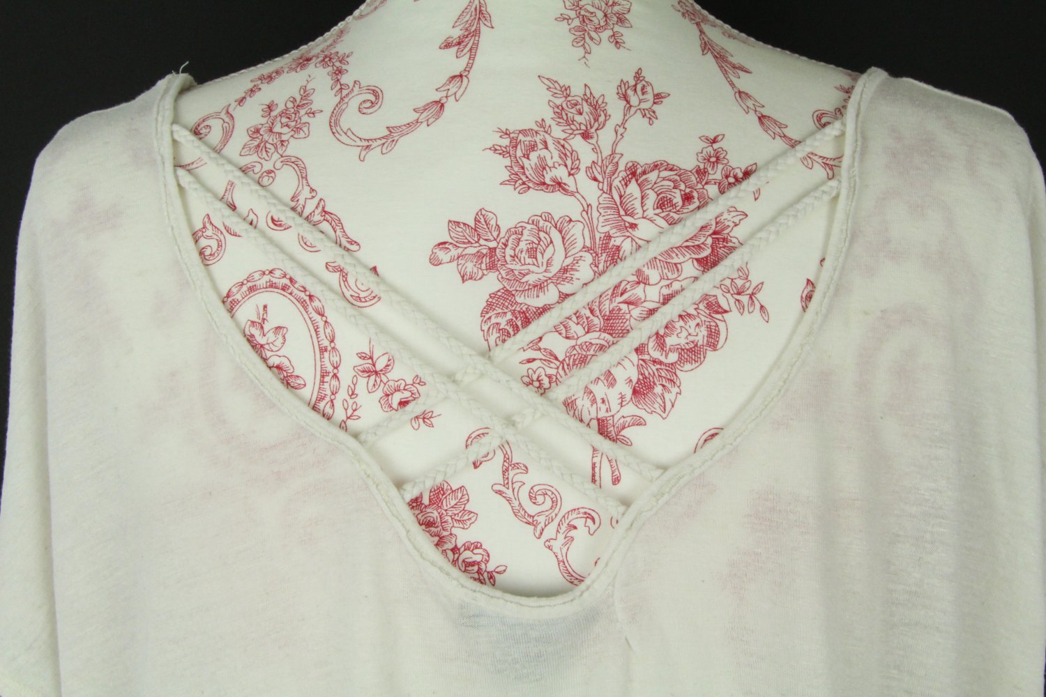 T-Shirt Größe L 36 38 40 creme beige weiß Sommertop lässig weit Top Sommer Gr Shirt Rücken