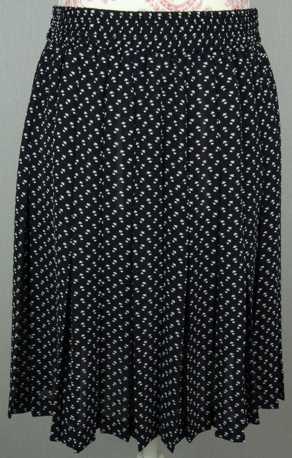 dame damen mädchen  Plisseerock Plissee rock Faltenrock #alten Größe 42 36 38 40 dunkelblau blau weiß schwarz print muster klein vintage