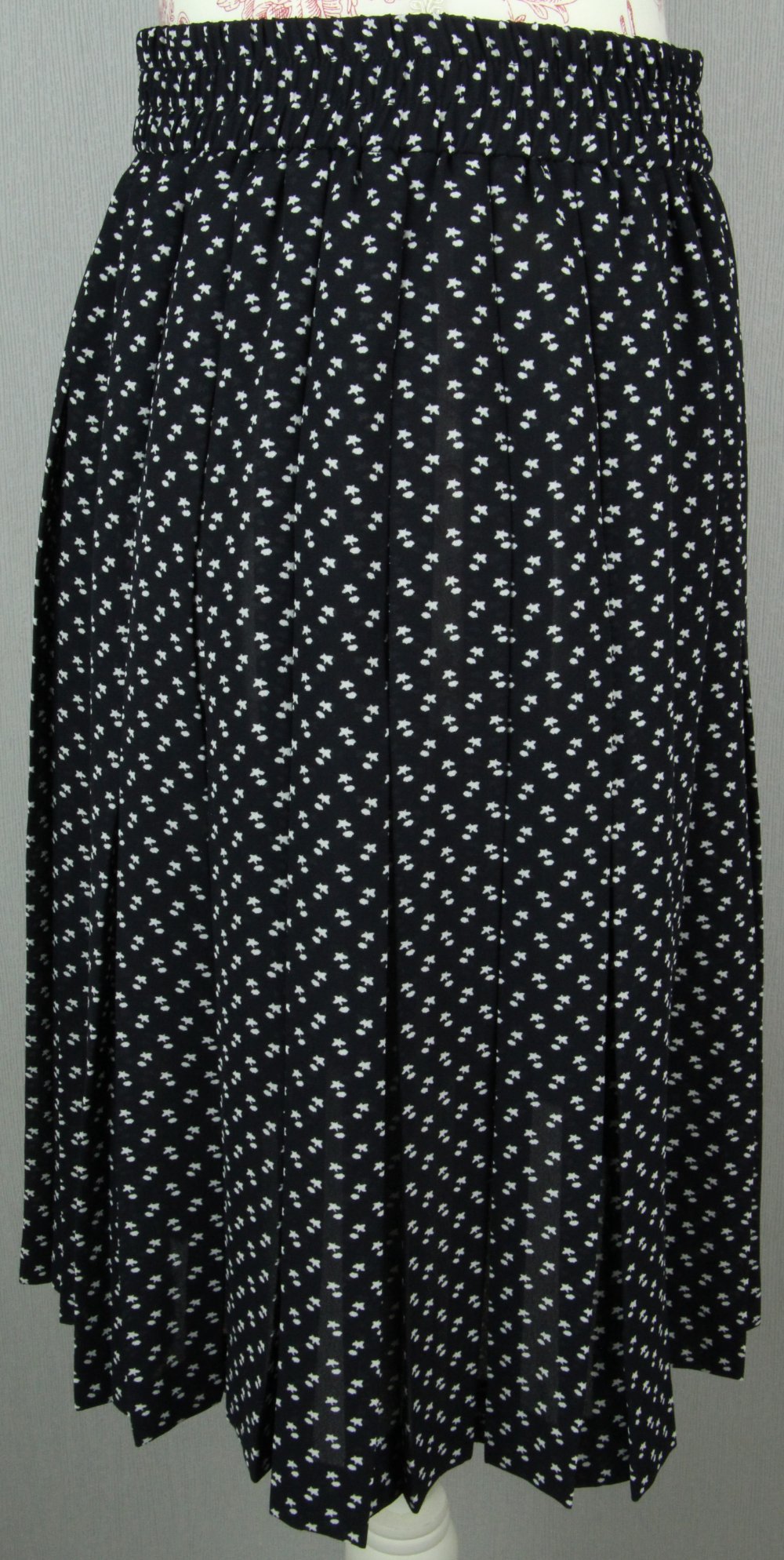 dame damen mädchen  Plisseerock Plissee rock Faltenrock #alten Größe 42 36 38 40 dunkelblau blau weiß schwarz print muster klein vintage