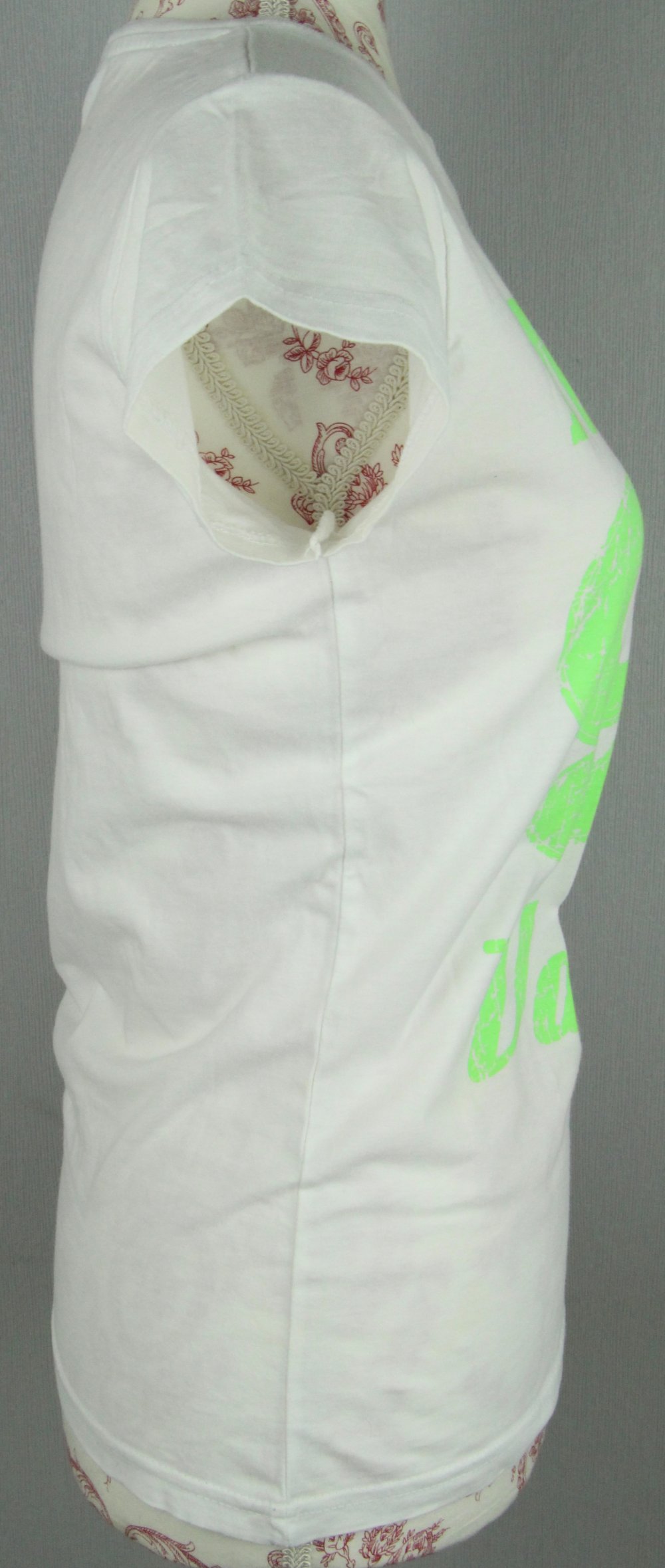 T-Shirt Shirt Tshirt weiß Print grün neongrün gr größe M 36 38 Miami 92 Oberteil Top